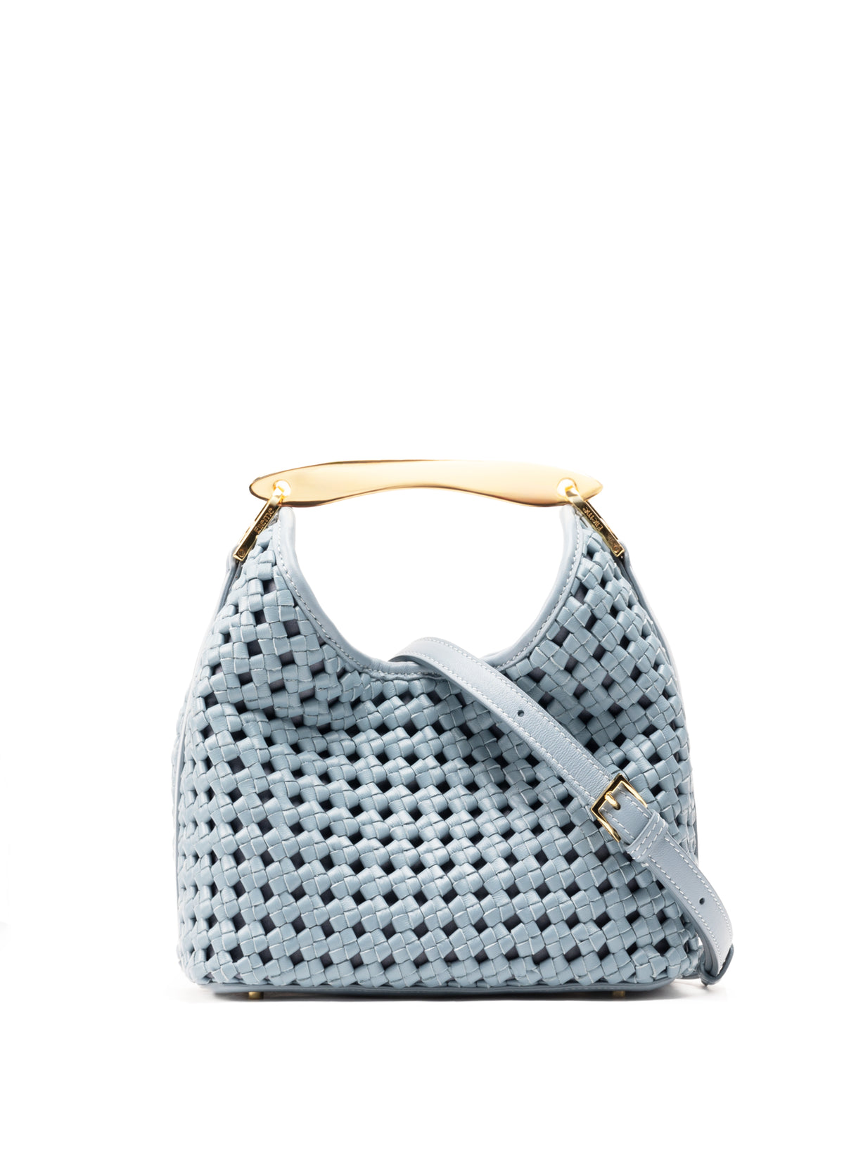 Small Boomerang Woven Leather Arctic Blue