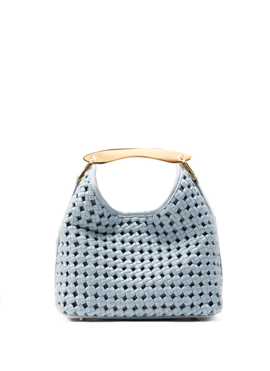 Small Boomerang Woven Leather Arctic Blue